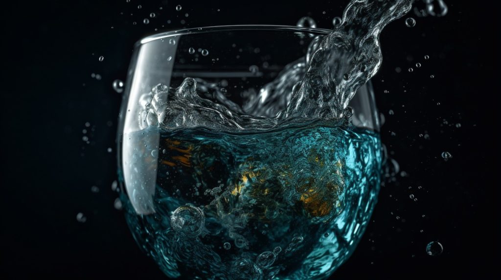Dekorativ bild på ett glas med vatten