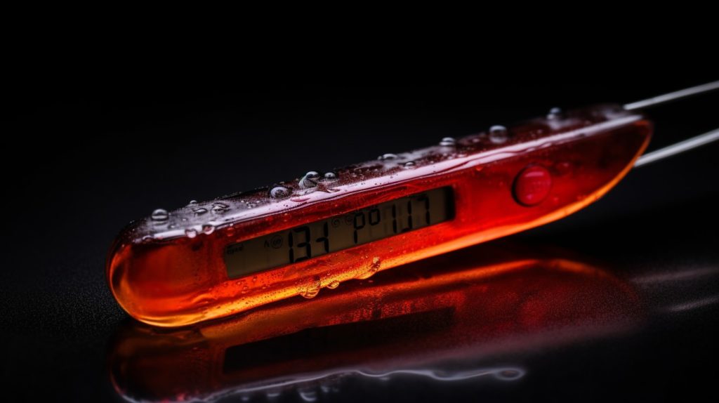 Bild på en stektermometer som är varm